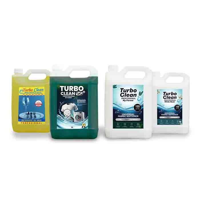Pachet 1 x Detergent rufe 5L Gel - Dens - Lichid + 2 x Balsam rufe 5L + 1 x Detergent Vase 5L