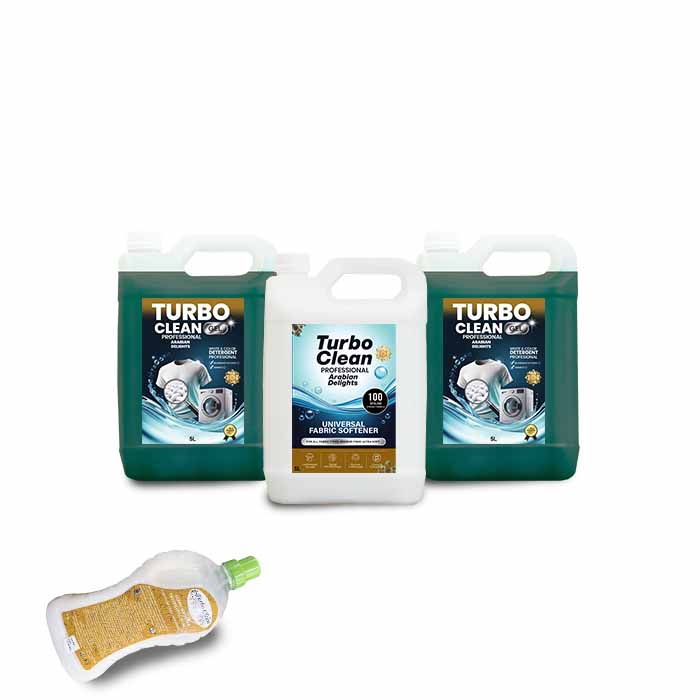 Arabian Delights 2x Detergent rufe GEL Premium Turbo Clean Profesional 5L + 1x Balsam de rufe concentrat 5L