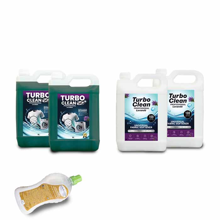 Lavanda 2x Detergent rufe GEL Premium Turbo Clean Profesional 5L + 2x Balsam de rufe concentrat 5L
