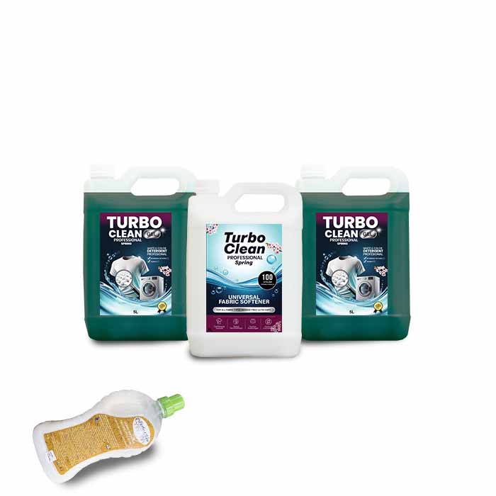 Spring 2x Detergent rufe GEL Premium Turbo Clean Profesional 5L + 1x Balsam de rufe concentrat 5L