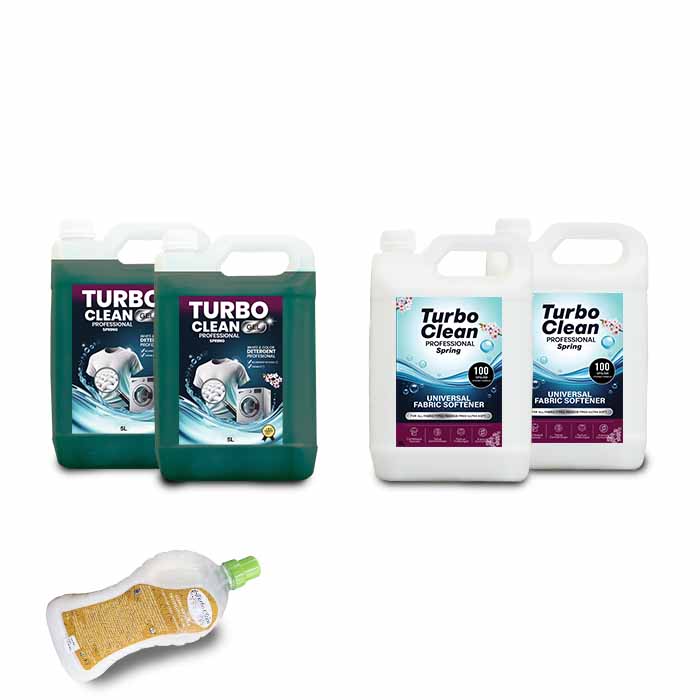 Spring 2x Detergent rufe GEL Premium Turbo Clean Profesional 5L + 2x Balsam de rufe concentrat 5L
