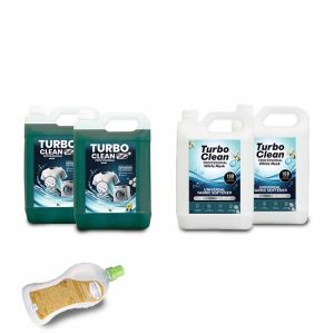 White Musk 2x Detergent rufe GEL Premium Turbo Clean Profesional 5L + 2x Balsam de rufe concentrat 5L